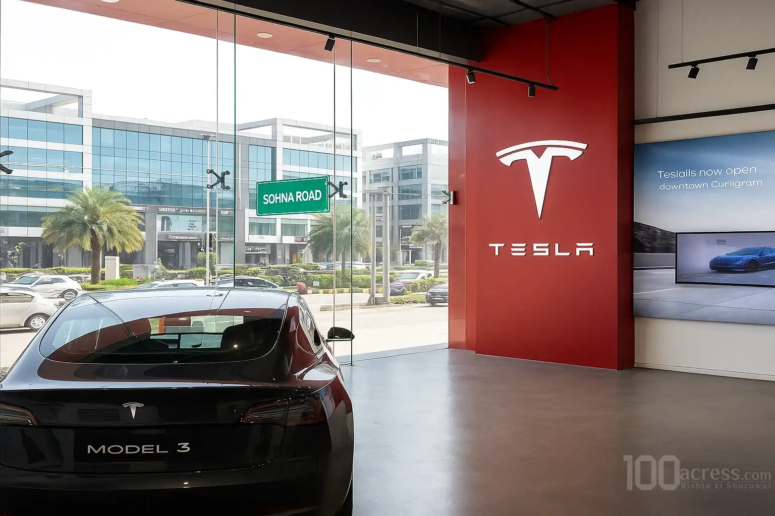 How Tesla Showroom Will Boost Sohna Road’s Property Market.